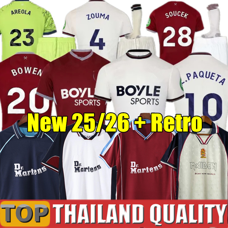 L.PAQUETA WARD-PROWSE Soccer Jerseys 2025 ANTONIO SOUCEK INGS Football Shirt Alvarez BOWEN wEsT HaMe united 25 26 Men Kids Kit retro 92 94 96 98 00 08 10 classic vintage