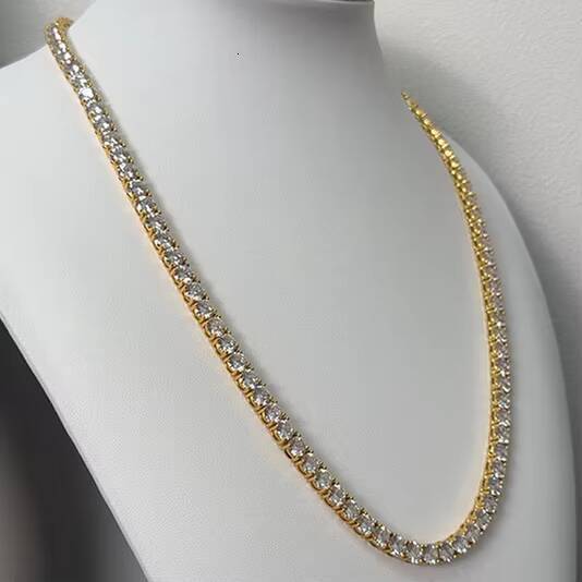 Hiphop Tennis Necklace 925 Sterling Silver Bling 4mm VVS Iced Out Moissanite Tennis Chain