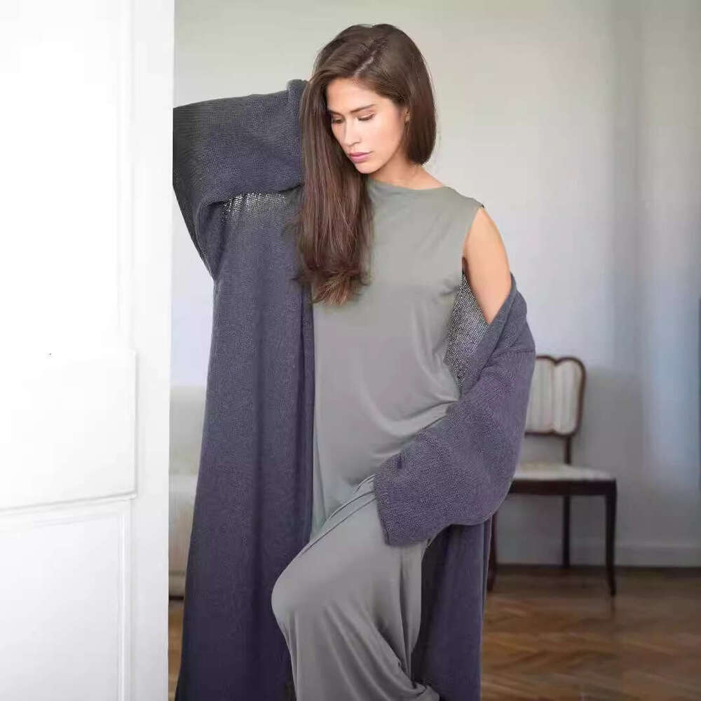 Spring Summer New Long Women Mohair Knitted Hollow Sweater Cardigan High-End Shawl Coat Ins B5