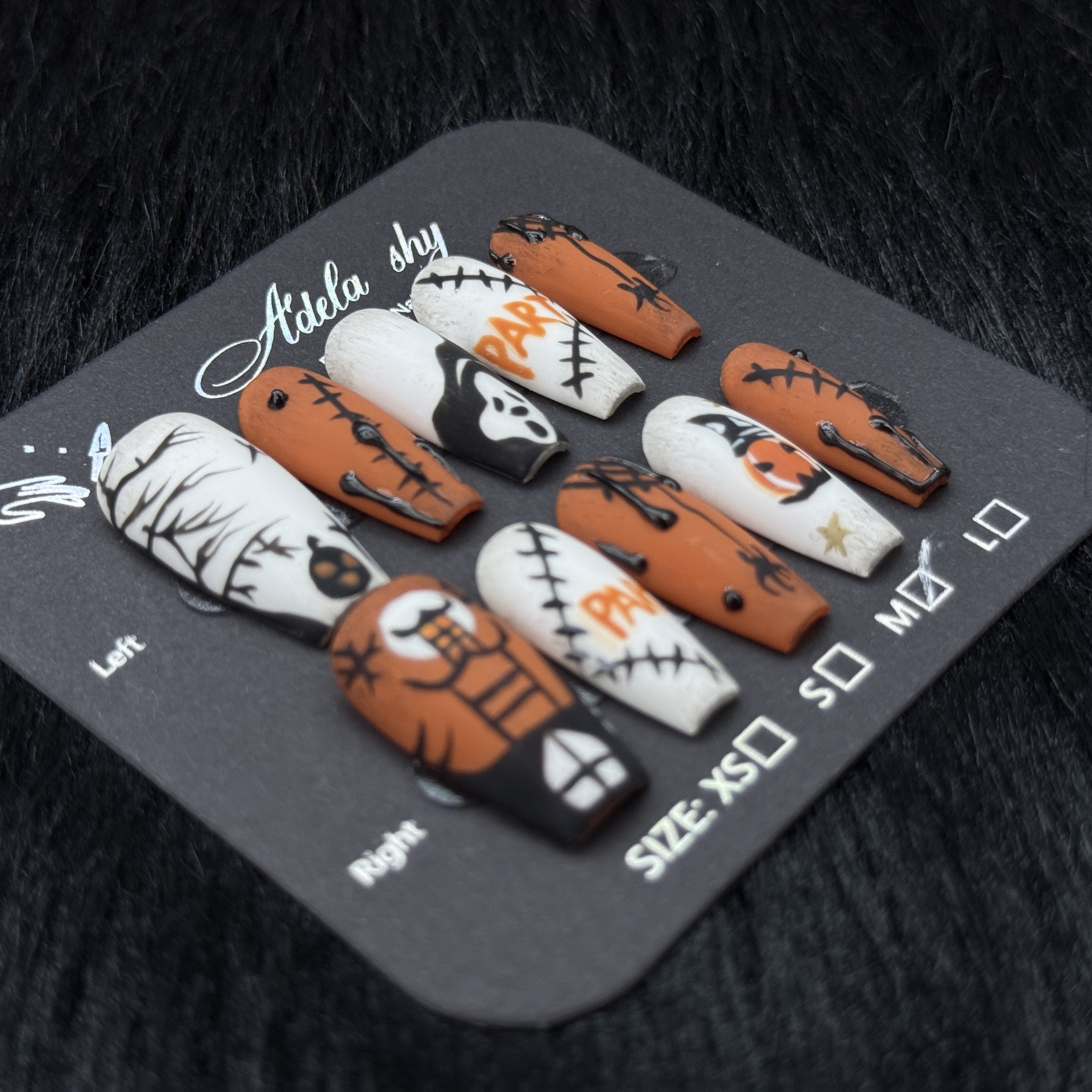 10Pcs Halloween - themed Press - on Nails with Spooky Patterns