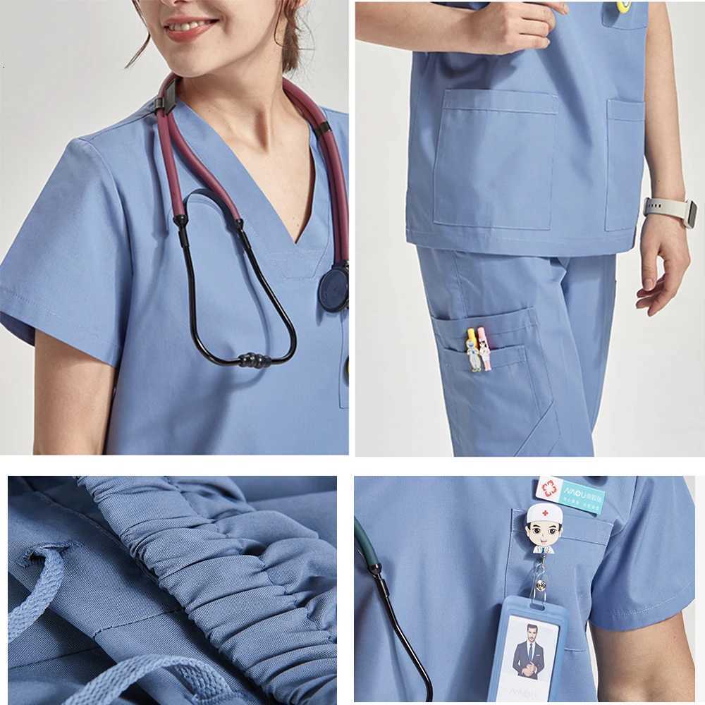 Ultra Light Scrub Set Medical Nurse Uniform for Women Men Hospital Doctor Workwear Poplin Fabric Veterinary Surgical Outfit 8020 Z250718