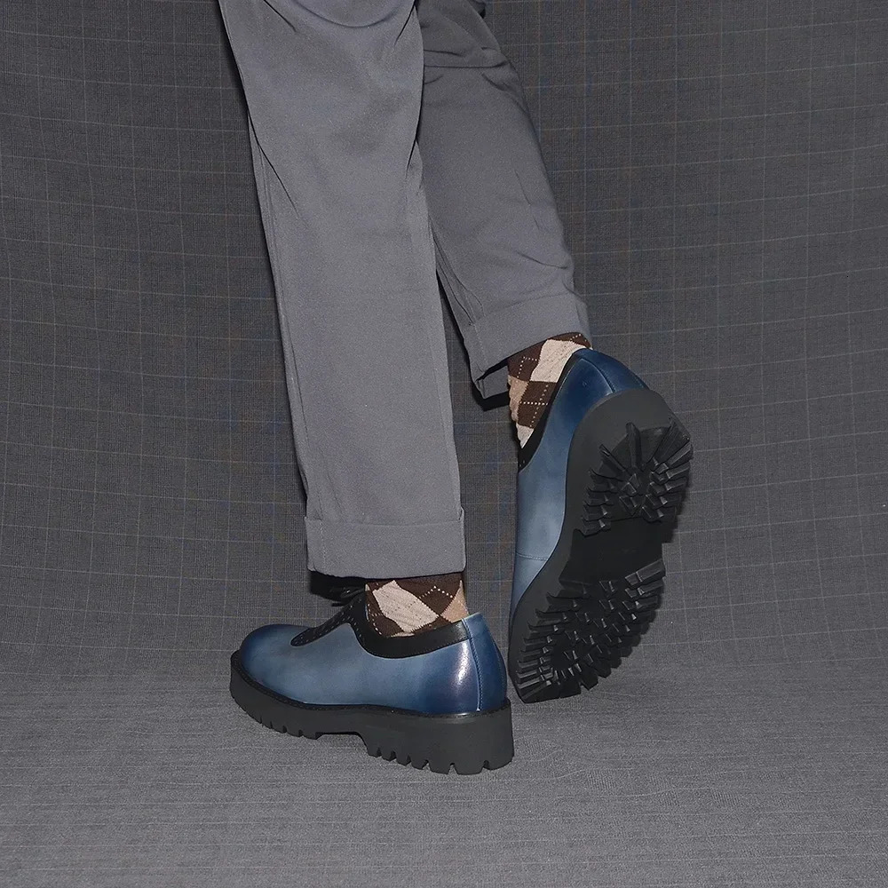 Fashion Mens Oxford Elevator Shoes Genuine Leather Round Toe Height Increasing Business Office Casual Dress Sneakers for Men 250717