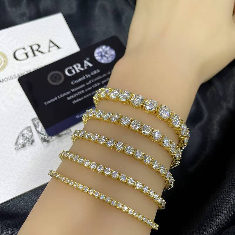 Wholesale Custom Silver Link Chain 3mm 4mm 5mm Tennis Chains for Hip Hop Jewelry Iced Out Fine Jewelry Moissanite Bracelet