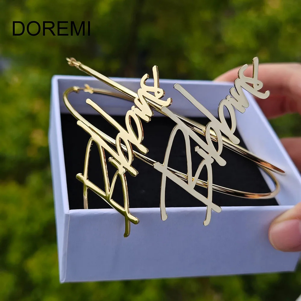 DOREMI Custom Name Earring With Stainless Steel Letter Round Drop Name Custom Name Earrings Female Anti-allergy Jewelry 250716