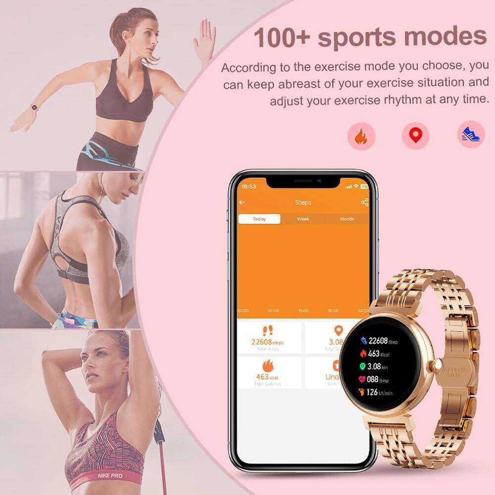 1.04 inch AMOLED Fashion Ladies Smart Always Display Bluetooth Call Smartwatch Metal Body Small Screen Watch free shipping