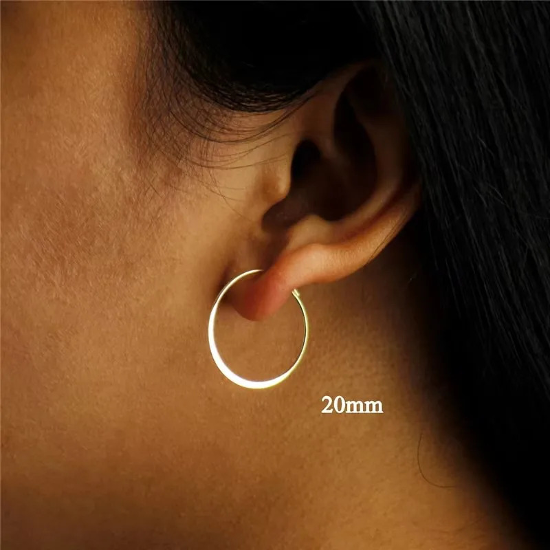 14K Gold Filled Flattened Wire Hoop Earrings Gold Jewelry Gold Hoop Earrings Brincos Pendientes Oorbellen Boho Women Earrings 250716