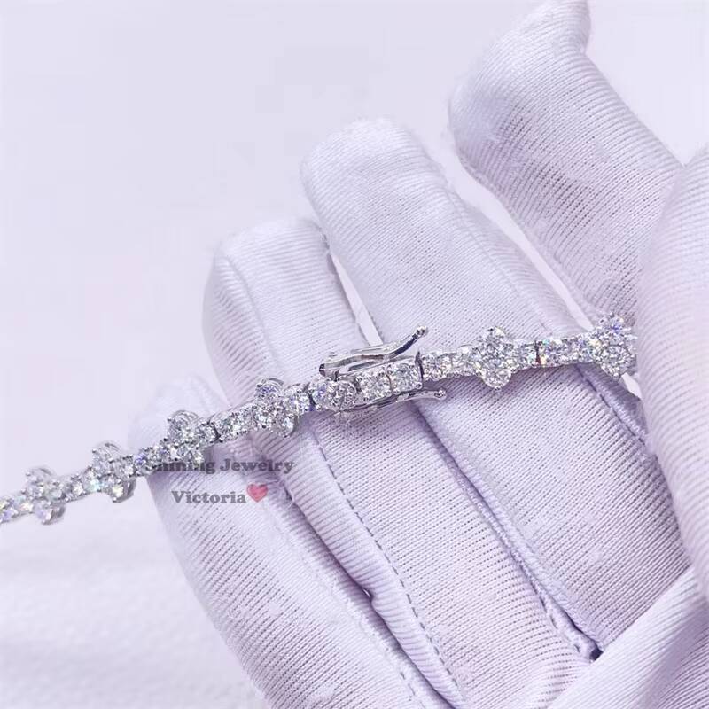 New Arrival 925 Sterling Silver Iced Out White Gold Pass Diamond Tester Rapper Jewelry 3MM Moissanite Cross Tennis Chain