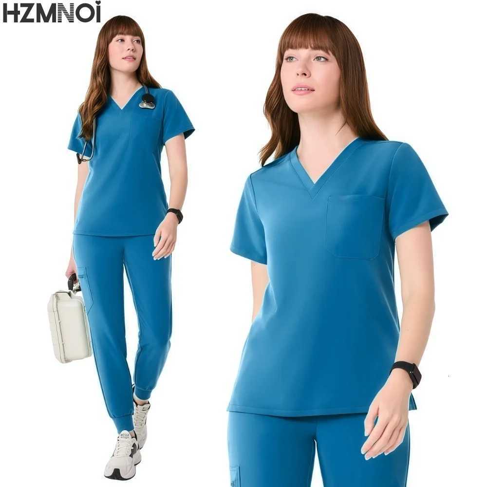 Two-piece Scrubs Oversize Medic Care Uniform Scrub Anti Wrinkle Stretch Fabric Hospital Uniform Nursing Medical Scrub Set Z250718