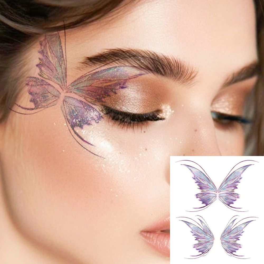 Colorful Glitter Powder Waterproof Temporary Tattoo Butterfly Wing Body Art Arm Eye Tattoos Beauty Women Sticker 250714