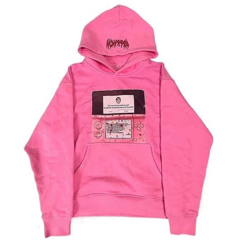 Harajuku Trendy Sportswear Pink 3DS Hoodies Women Mens Streetwear Tape Mark Hot Sell Sweatshirts Zip Up Hoodie Y2k Tops X250718