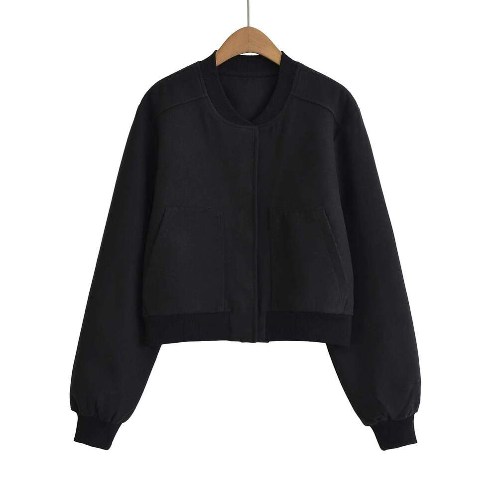 Autumn New Woolen Short Casual Design Sense High-End Baseball Jacket For Women B5