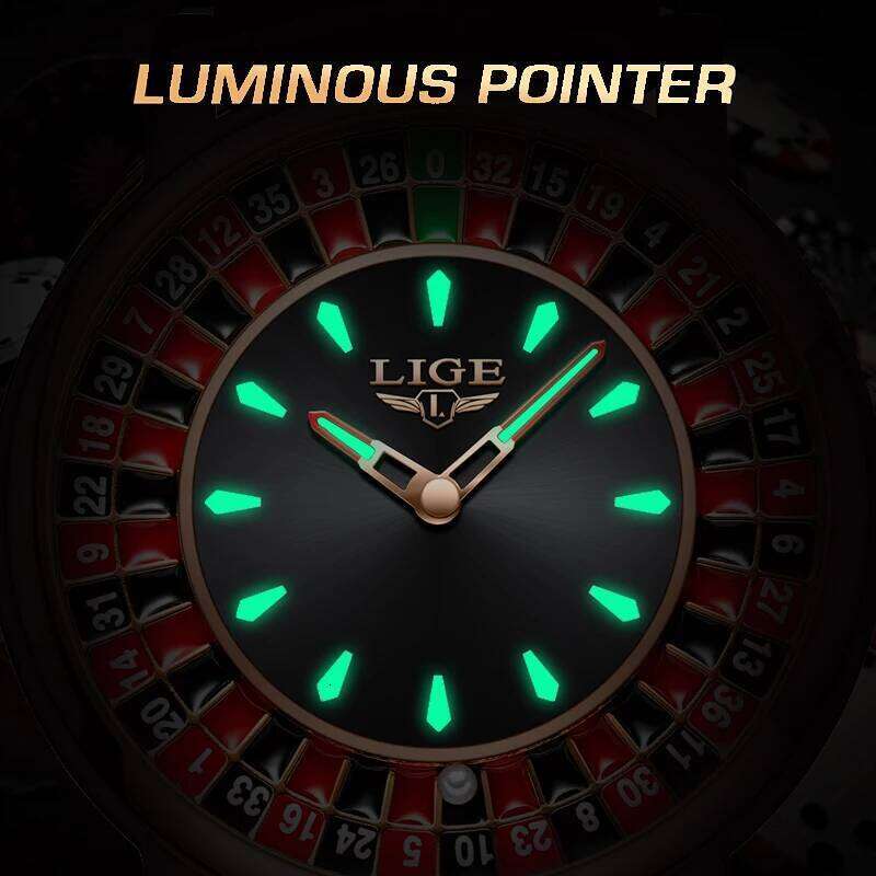 LIGE 2025 Creative Watches men Roulette Game Dial Fashion Mens Watch Waterproof Luminous Quartz Wristwatches Reloj Hombre free shipping