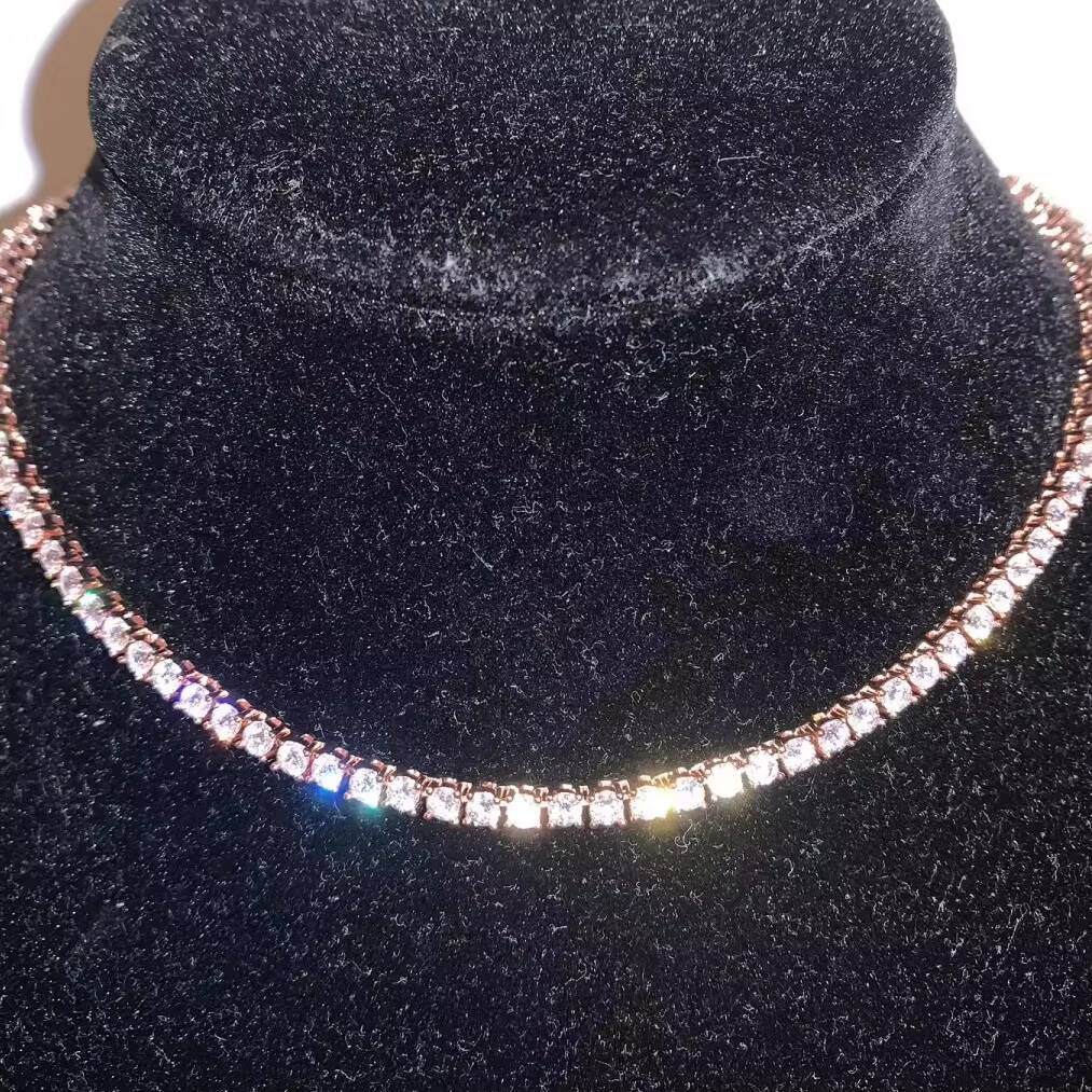 Wholesale 3mm 4mm 5mm 6mm Moissanite Chain Iced Out HipHop 925 Silver Men Women Moissanite Tennis Chain