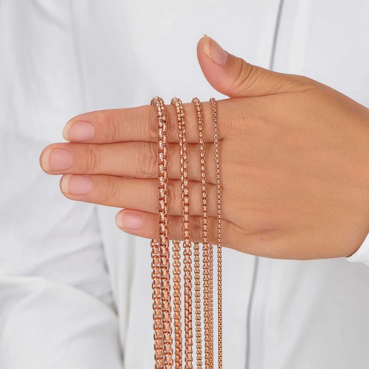 1 Piece 2mm/m/4mm/5mm Thickness Rose Gold Color Link Jewelry Classic Curb Necklace Stainless Steel Chain for Men X250718