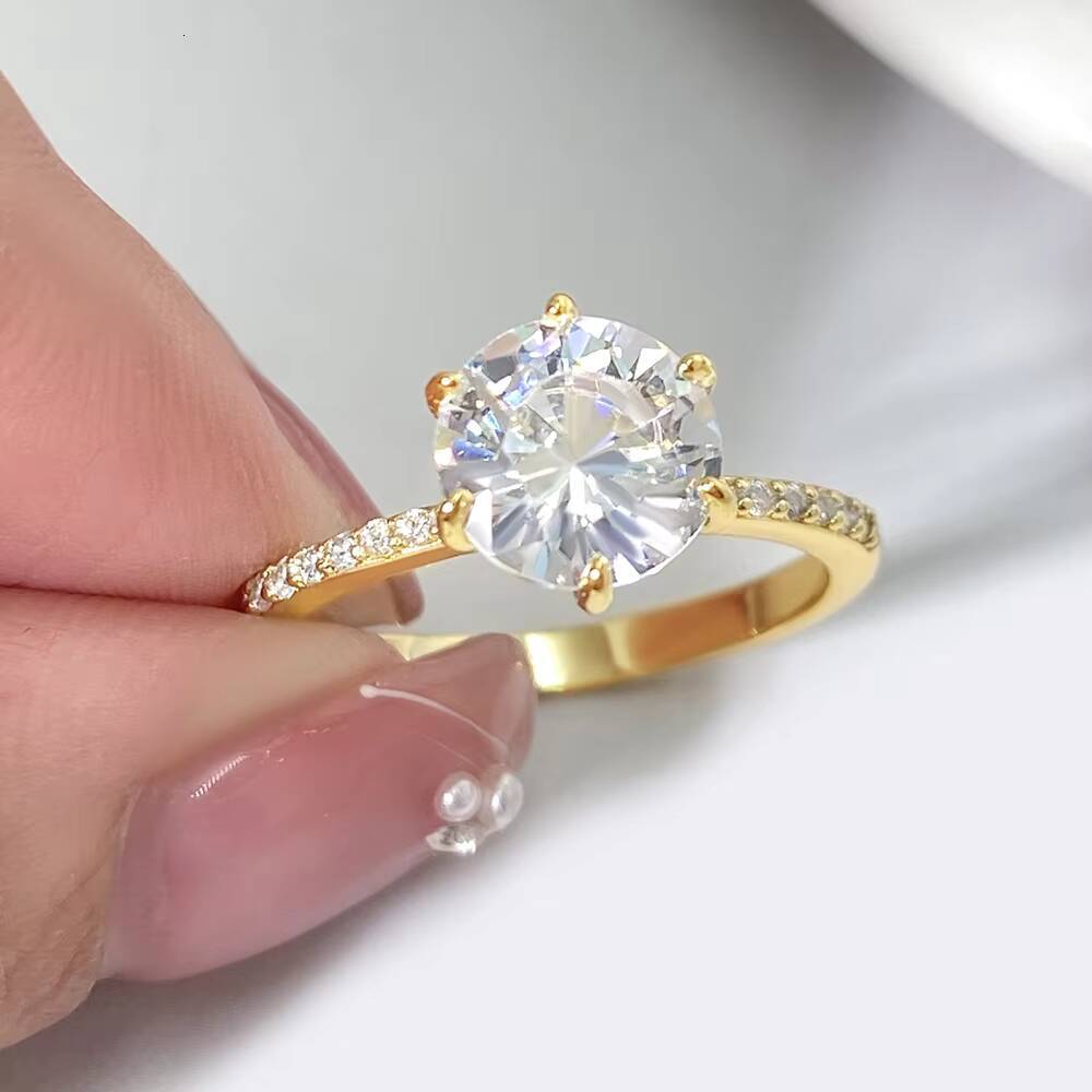 Hot Sale Classic Moissanite Ring S925 Inlaid High Quality 18K Gold Plated Fine Jewelry for Women