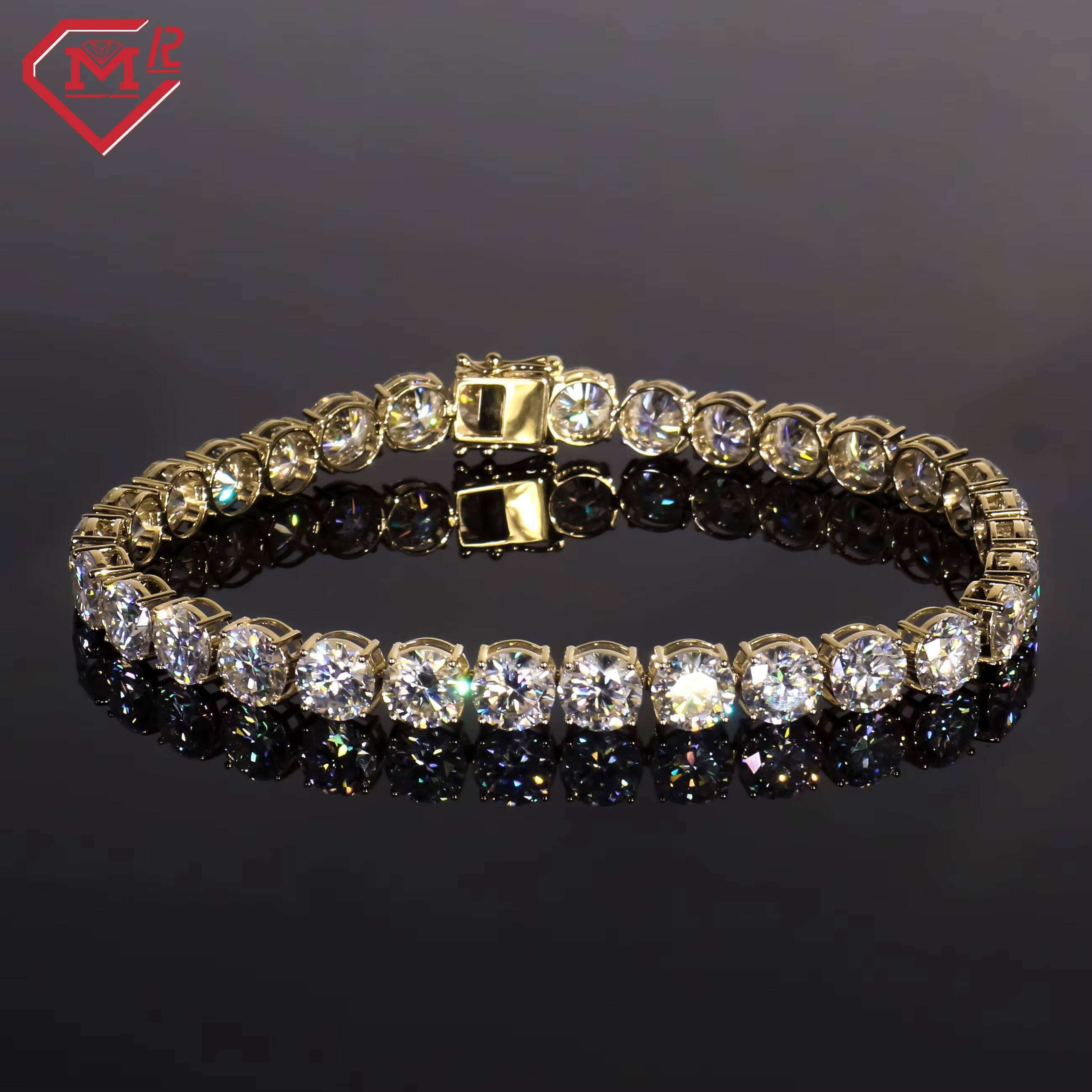 Wholesale Moissanite Tennis Bracelet Chain S925 10K Gold Vvs Iced Out Moissanite Tennis Chain