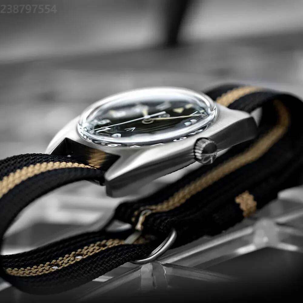 RDUNAE RA02 Military Quartz Watch K1 Mineral Glass Stainless Steel Luminous Watches Vintage G10 36mm Men Wristwatch reloj hombre free shipping
