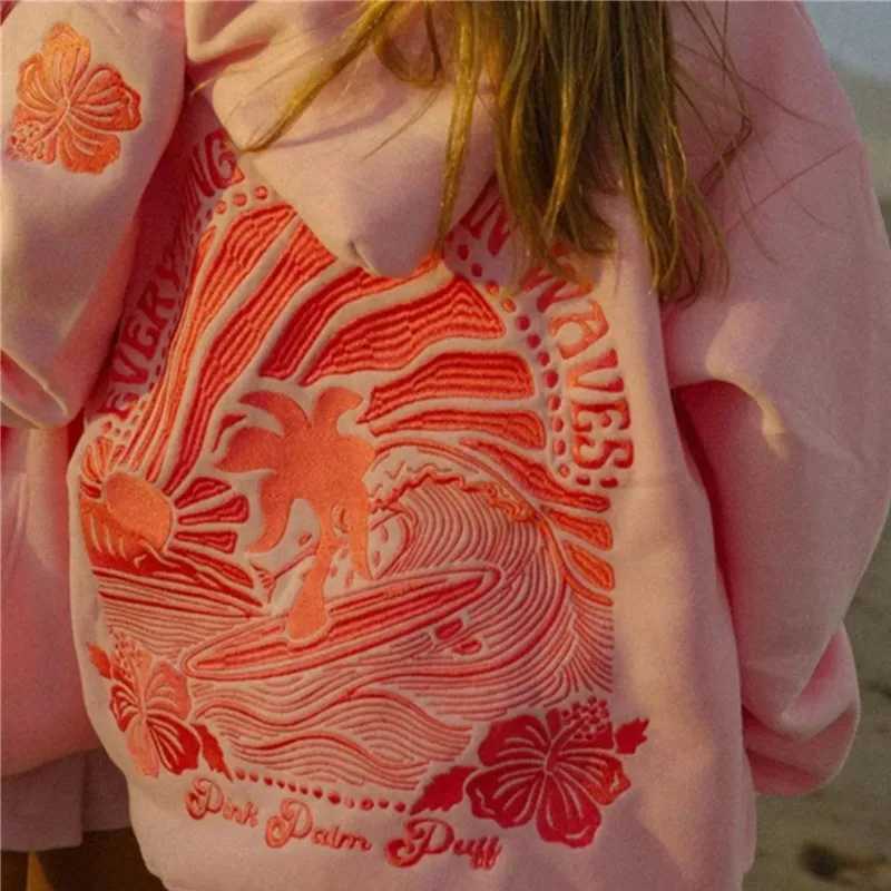 2025 Spring Embroidery Casual Hoodie for Fe Pocket Creative Hoody All-Match Street Clothes Womens PulloversXJ250717