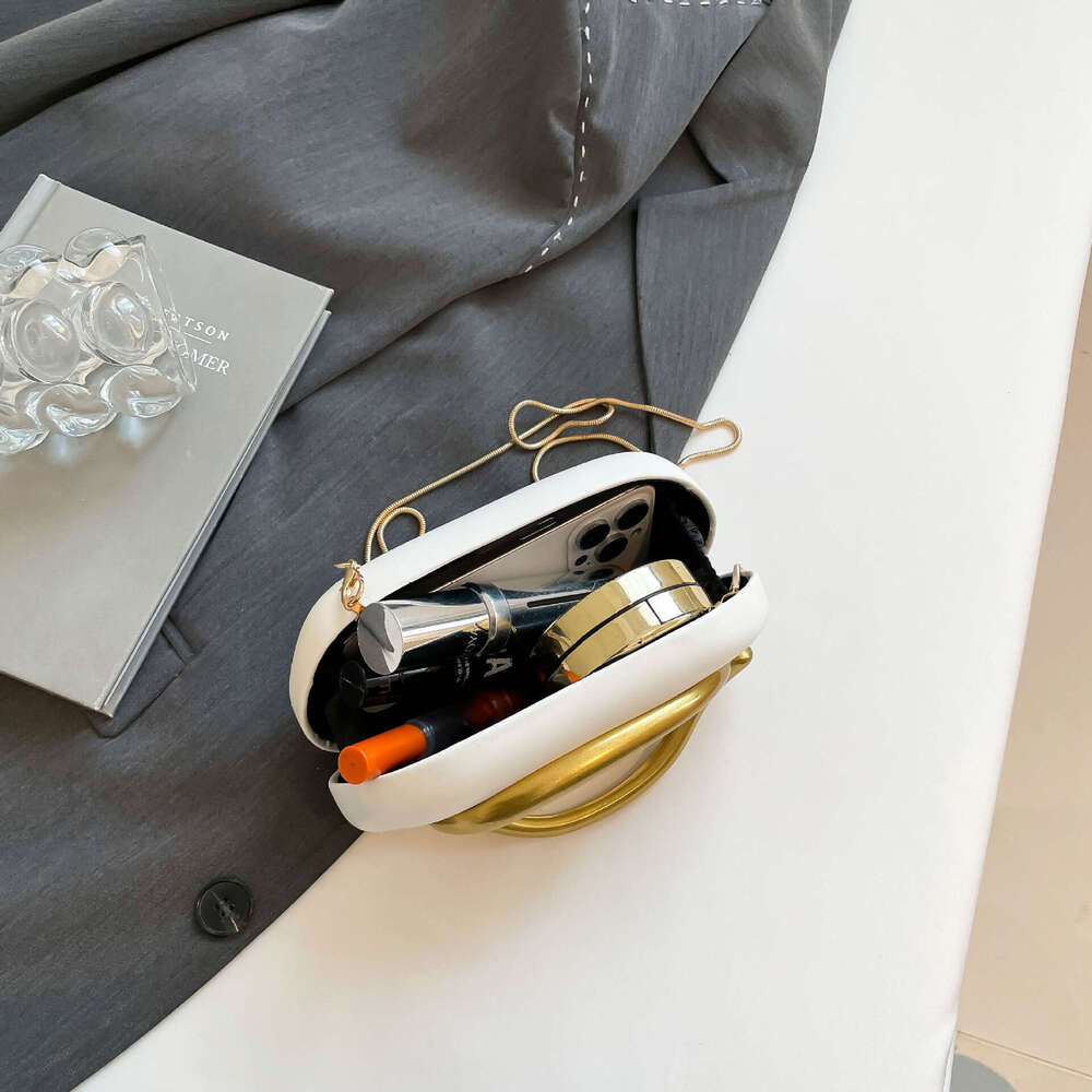 New Women's Classic Clutch Small Square Box with Gold Metal Handle Chain Crossbody Evening Bag