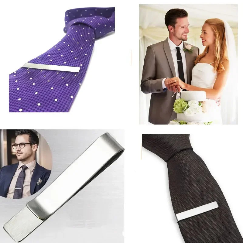 1PCS Free Laser Engraving Custom Tie Clips Bars with Personalized Gift for Groomsman Wedding Party Mens 250715
