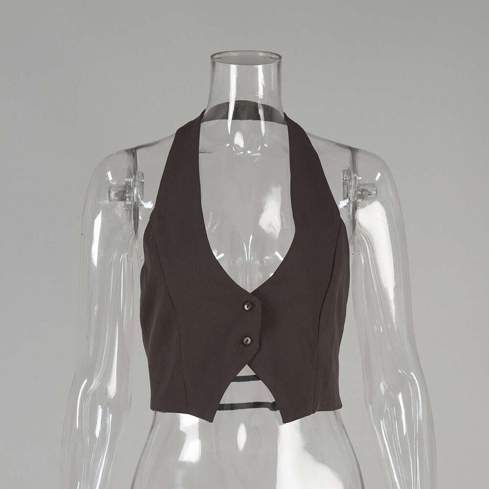 Short Halter Neck Spring Summer New Sexy Backless Vest For Women B5