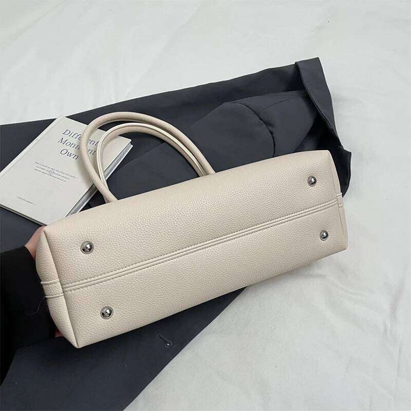 Pebbled Lychee Textured PU Tote Bag,Women Niche Designer Shoulder Bag,Bucket Dumpling Shaped Handbag,Commuter Handheld Briefcase