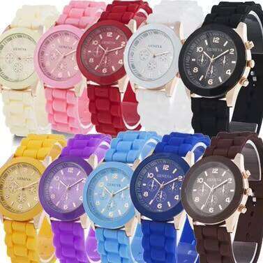 Silicone Watch Silicone Watch - 38mm Colorful Jelly Strap Quartz Watch for Women | Trendy Korean Fashion Casual Timepiece (15 Colors)