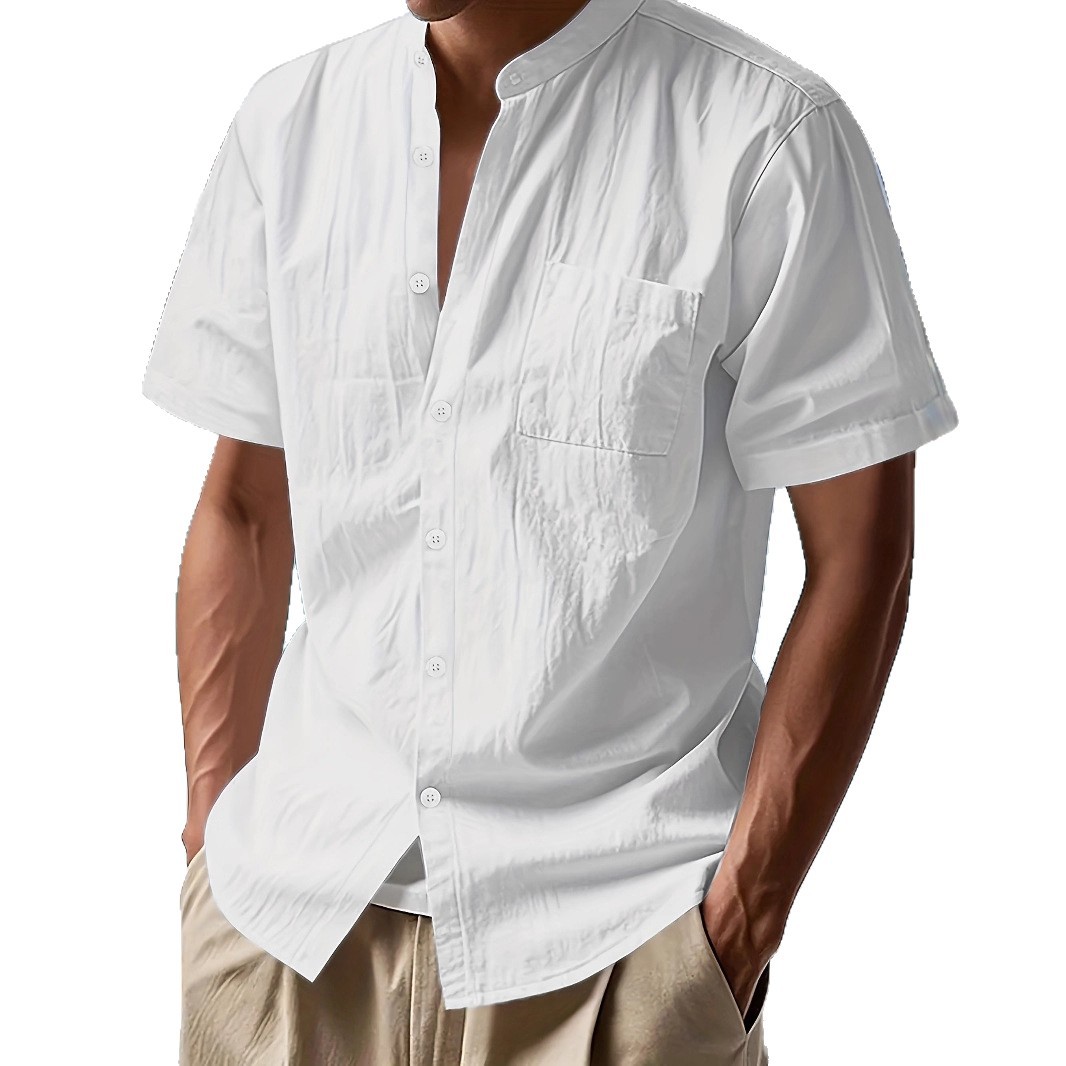 Luxury Shirts Men Stylish Casual Business Shirt Mens Hawaiian style plus size loose casual stand up collar casual short sleeved shirt