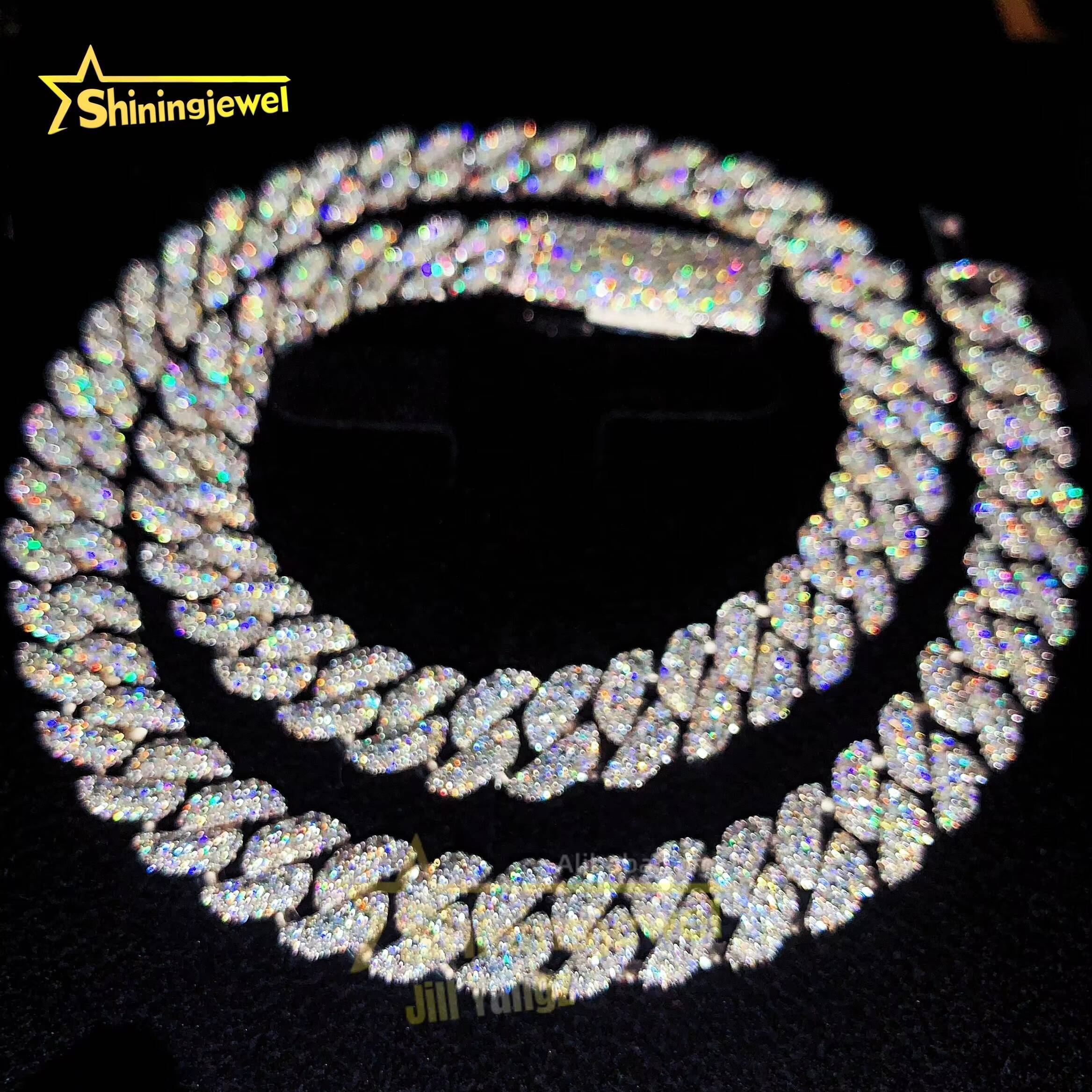 Bargain Sale 10mm Cuban Link Chain Button Design Moissanite Cuban Bracelet Necklace Custom Hip Hop Diamond Cuban Links