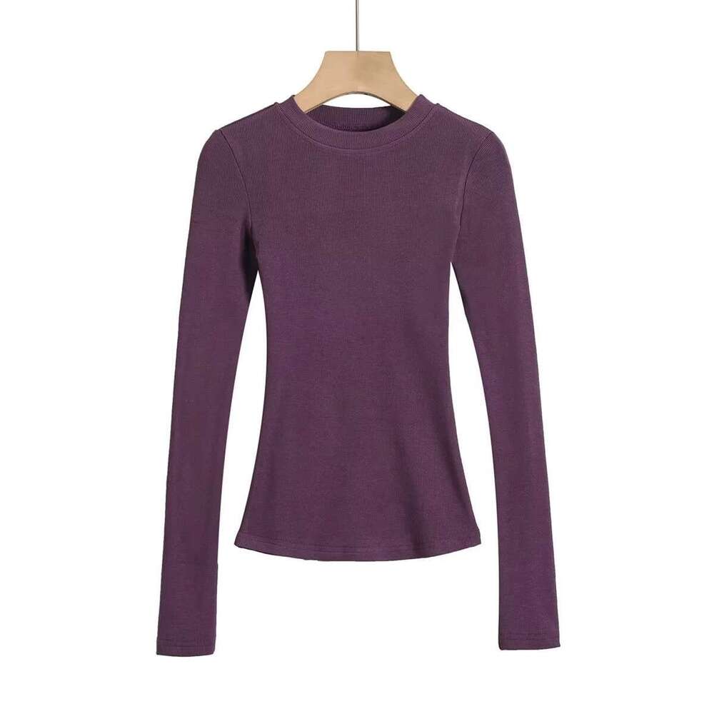 Kardashian Style Hot Girl Sexy Basic Base Shirt Tight T-Shirt Women Long Sleeve Round Neck Slim Top Ins B5