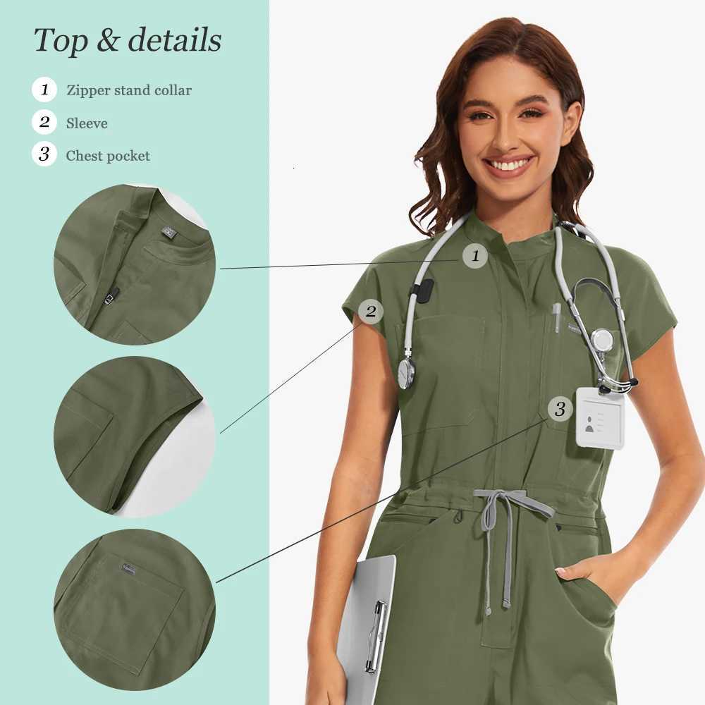 Wholesale Fashion High-quality Medical Scrubs Uniforms Spa Beauty Salon Uniforms One Piece Scrub Jumpsuit Clinical Uniform Woman Z250718