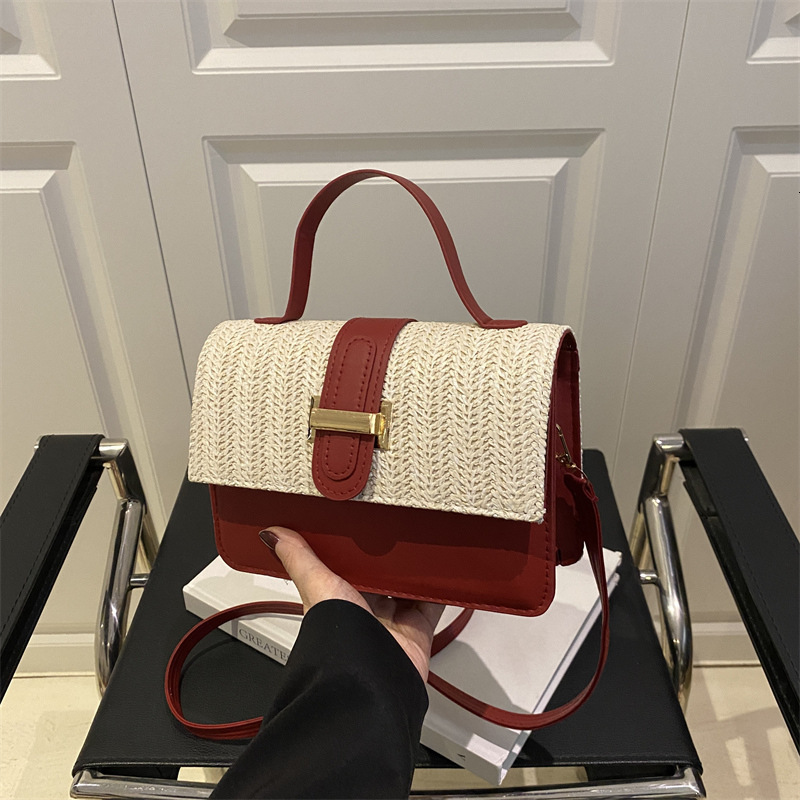 2025 Summer New Women's Single Shoulder Crossbody Bag Straw Woven Women's Bag New women's Simple Fashion Crossbody Bag Small Square Bag