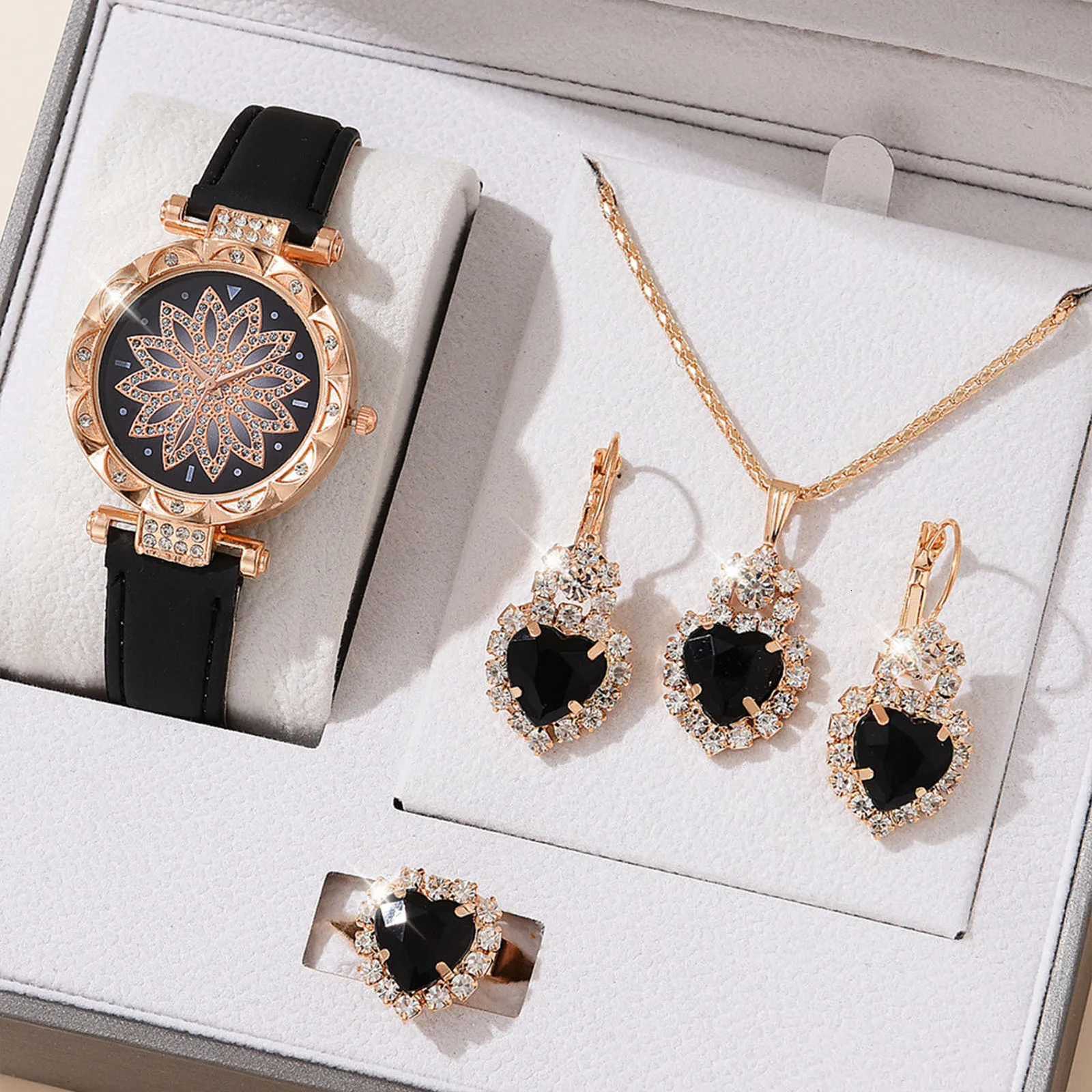 100% Authentic Brand New Watches Set Watches Set Gifts for Women Crystal Bling Wristwatch Jewelry Kit Gift for M Wife Girlfriend X250718