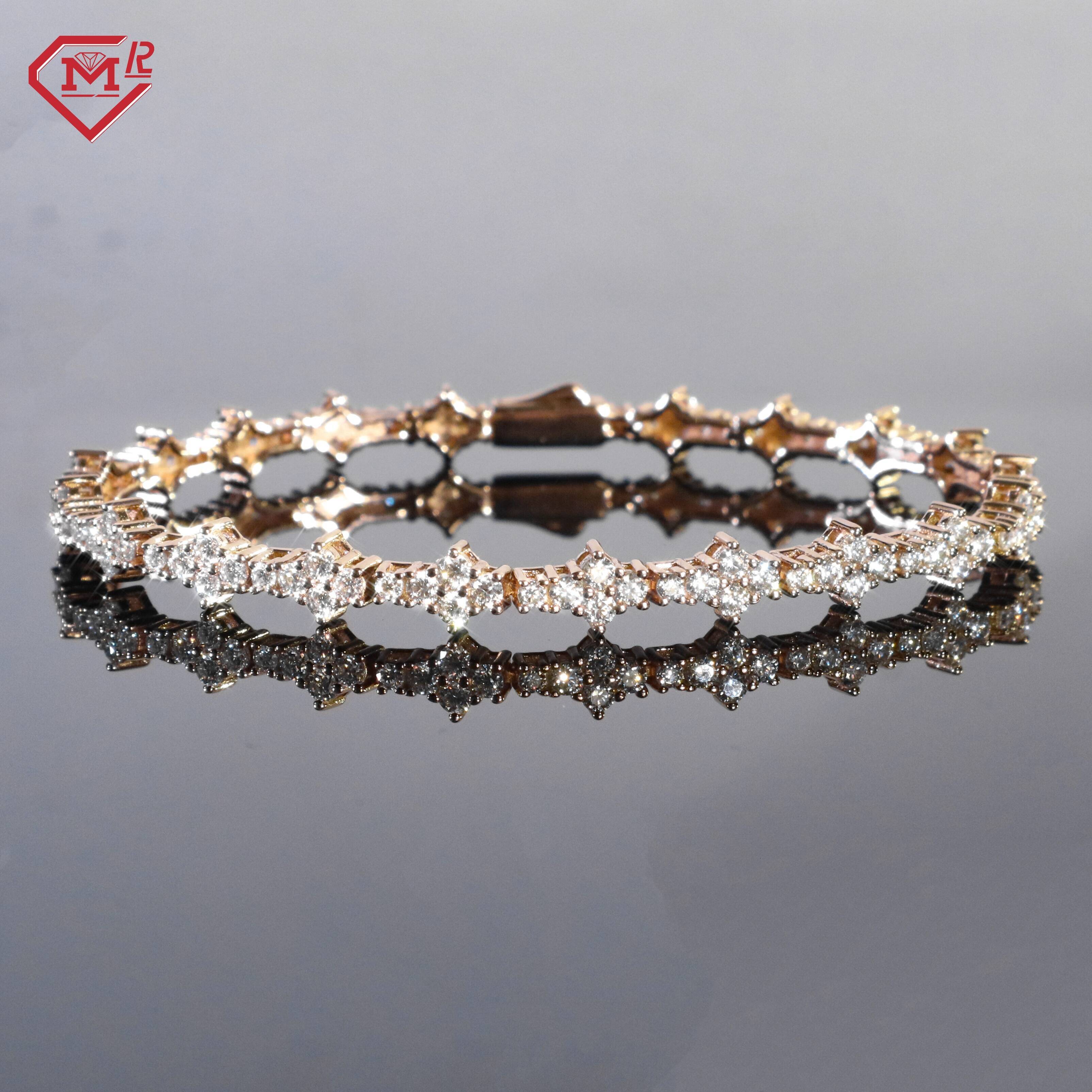 Custom Tennis Bracelet S925 Yellow Gold/Rose Gold/Silver VVS Iced Out Moissanite Tennis Bracelet