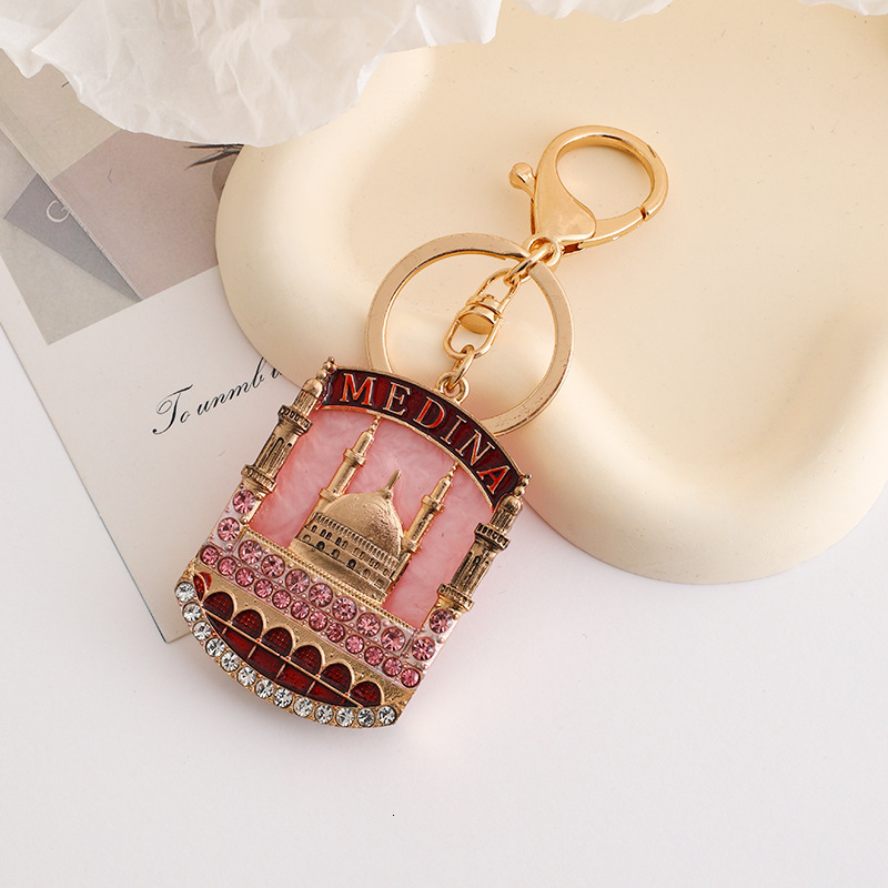 Diamond-in Yurt House Bag Charms Retro And Fashionable Metal Keychain Hanging Women's Bag Accessories