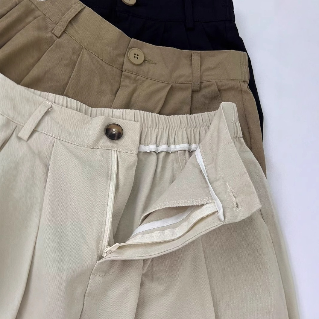 Cotton with Hemming American Style Suit for Women Summer Thin Loose Slimming Women's Pants Wide-Leg Five-Point Shorts