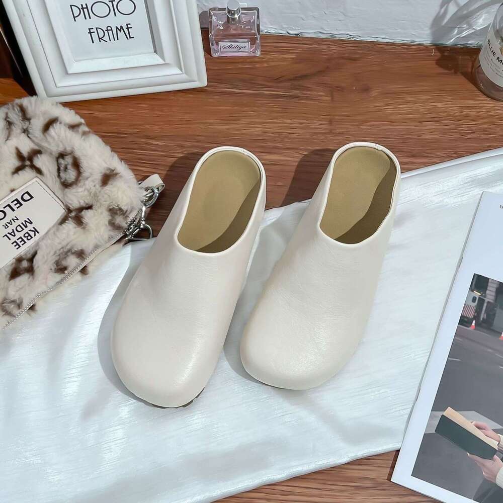2025 Korean Version Boken Slippers for Women, Thick Sole, Height Increasing, Closed-Toe Sandals, Casual Style, Elegant Women's Shoes