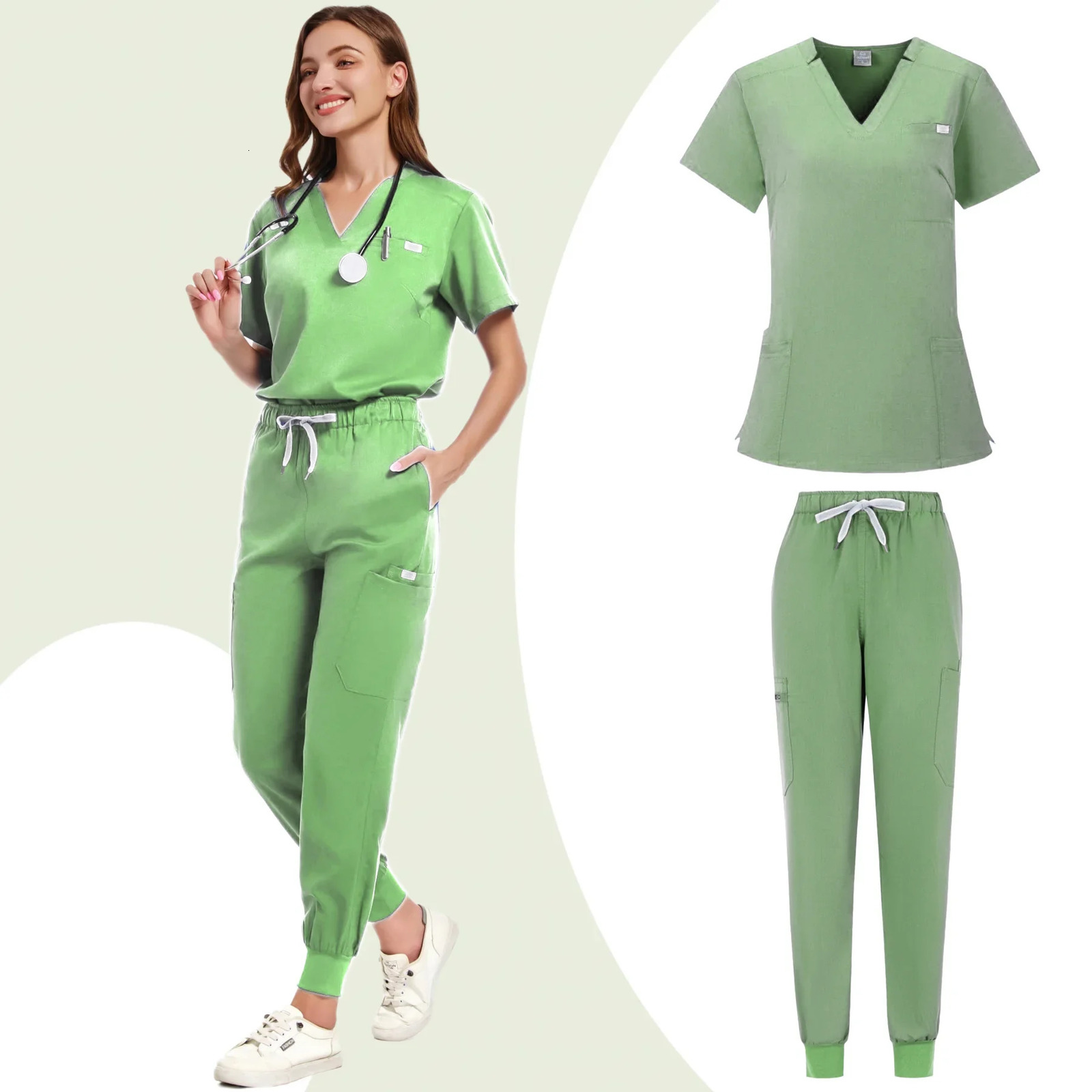 Beauty Salon Workwear Women Short Sleeved Spa Uniforms Dentist Healthcare Nurse Scrubs Tops Doctor Scrub Working Clothes 250715
