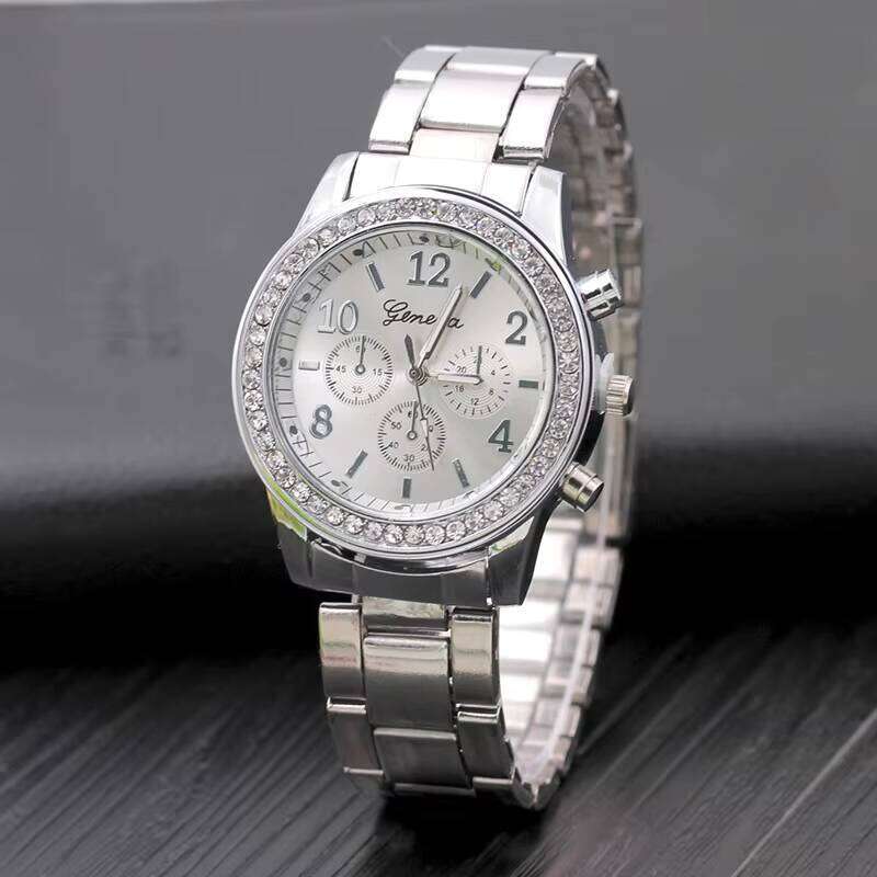 Geneva Style Quartz Watch - 37mm Stainless Steel Women's Diamond Watch | Luxury Gold/Silver/Rose Gold Dress Watch with Crystal Accents