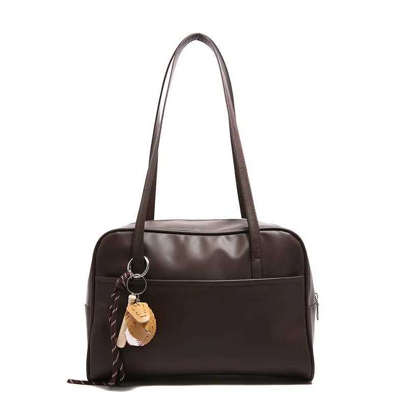 Simple Large Capacity Shoulder Bags for Women Pu Leather Underarm Ladies Commuter Tote Bag Vintage Fem Handbags Tote Purse Y250718