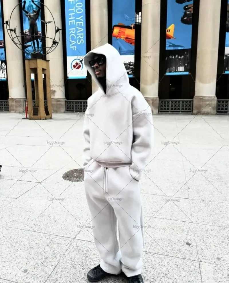 High Street Fashion Brand Clothing Solid Color Cotton Loose Baggy Hoodie Men Colorful Harajuku Retro Casual Oversized Sweatshirt X250718