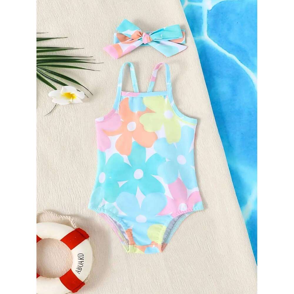 Summer Cute Baby One-Piece With 2-Piece Swimming Pool One-piece Swimsuit For Newborn Girls