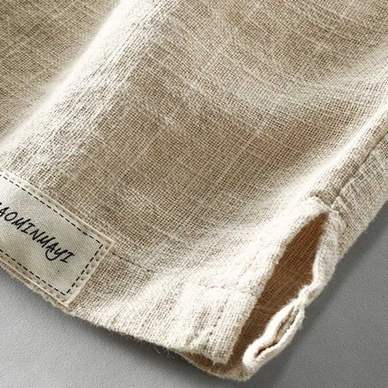 Summer Cotton Linen Shorts Pants Men Casual Solid Color Breathable Comfortable Striped Drawstring Man Holiday Beach Thin Shorts W250718