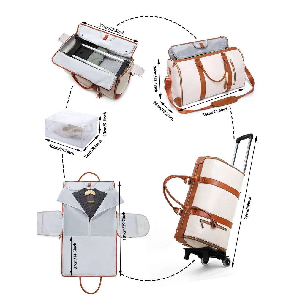 55L Travel Garment Weekender Carry On Lage With Shoe Bag And Trolley Strap Portable Suitcase Global Dropshipping MDNG