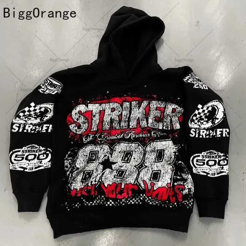 Mens Spring and Autumn Large Size Jacket American Style Hoodie Printed Pullover Sweatshirt Trendy High Street Fashion 2025 X2507181