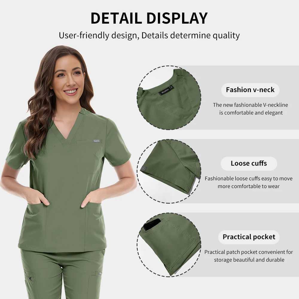 Unisex Nurse Uniform Fashion Joggers Nursing Set Doctor Nurse Specific Workwear BreaTHable Scrub Veterinary Uniform Z250718