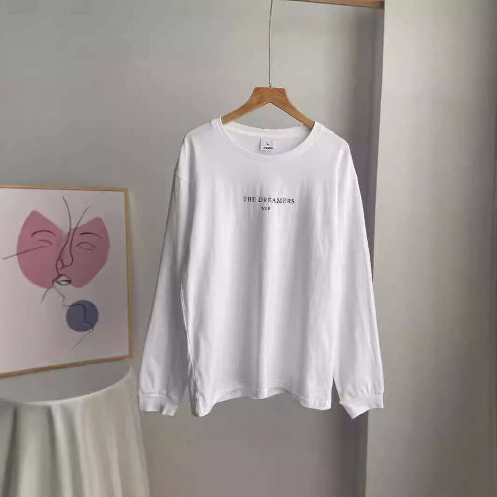 New American Style Letter Print Casual Cotton T-Shirt For Women Round Neck Loose Top B5