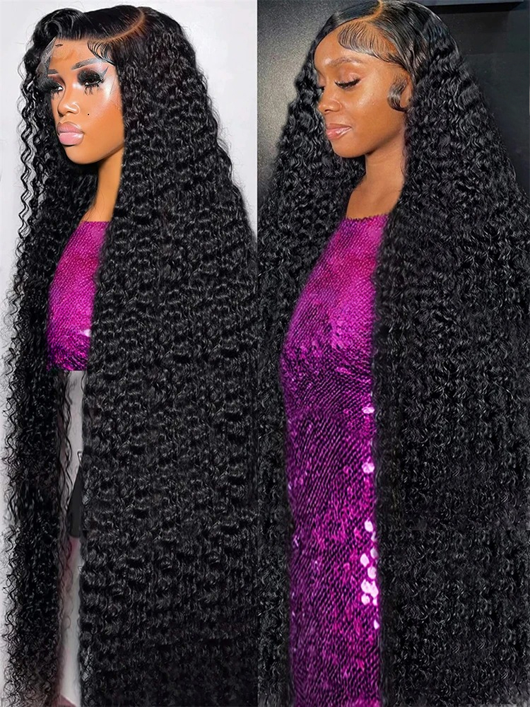 300 Density 30 36 Inch Deep Wave 13x6 HD Lace Frontal Human Hair Wig Water Curly Glueless Lace Front Wig Synthetic Human Hair For Women
