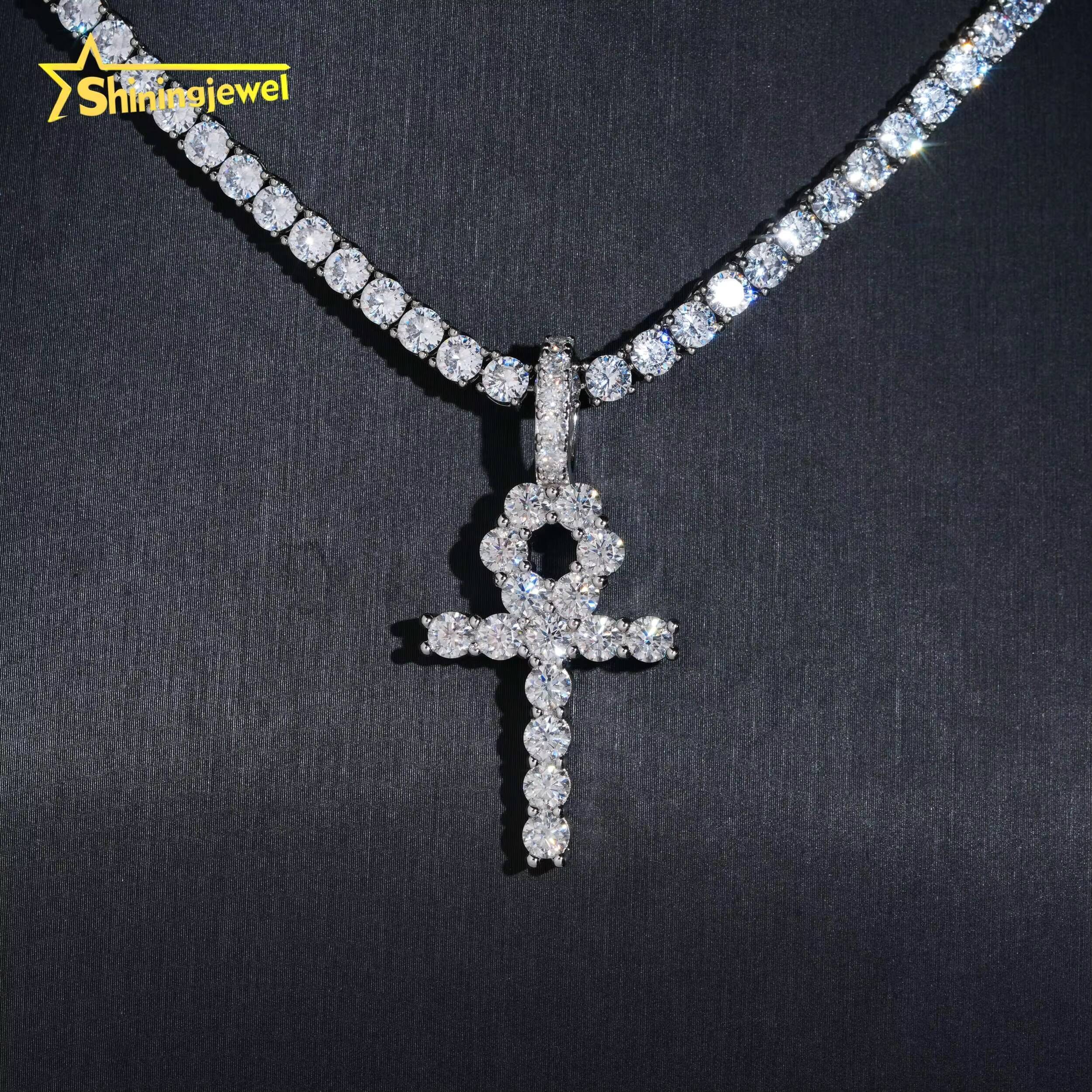 Ready to Ship Cross Pendant VVS Moissanite Diamond Pendants 925 Sterling Silver Iced Out Jewelry Custom Cross Pendant Set