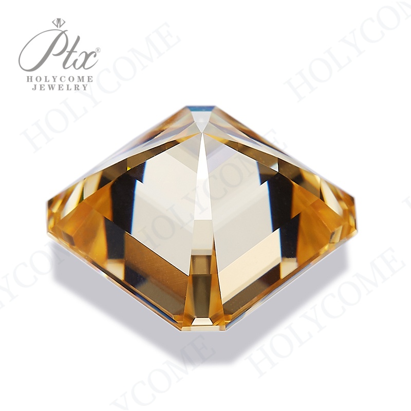 Moissanite Stone Asscher Cut Champagne Original Color VVS1 Gemstone GRA Certificate Various Sizes High Quality Synthetic Moissanite Diamonds
